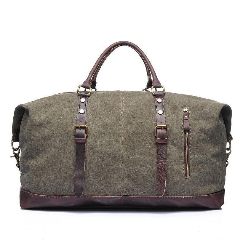 Vintage Travel Bag - Canvas & Leather Duffle Bag